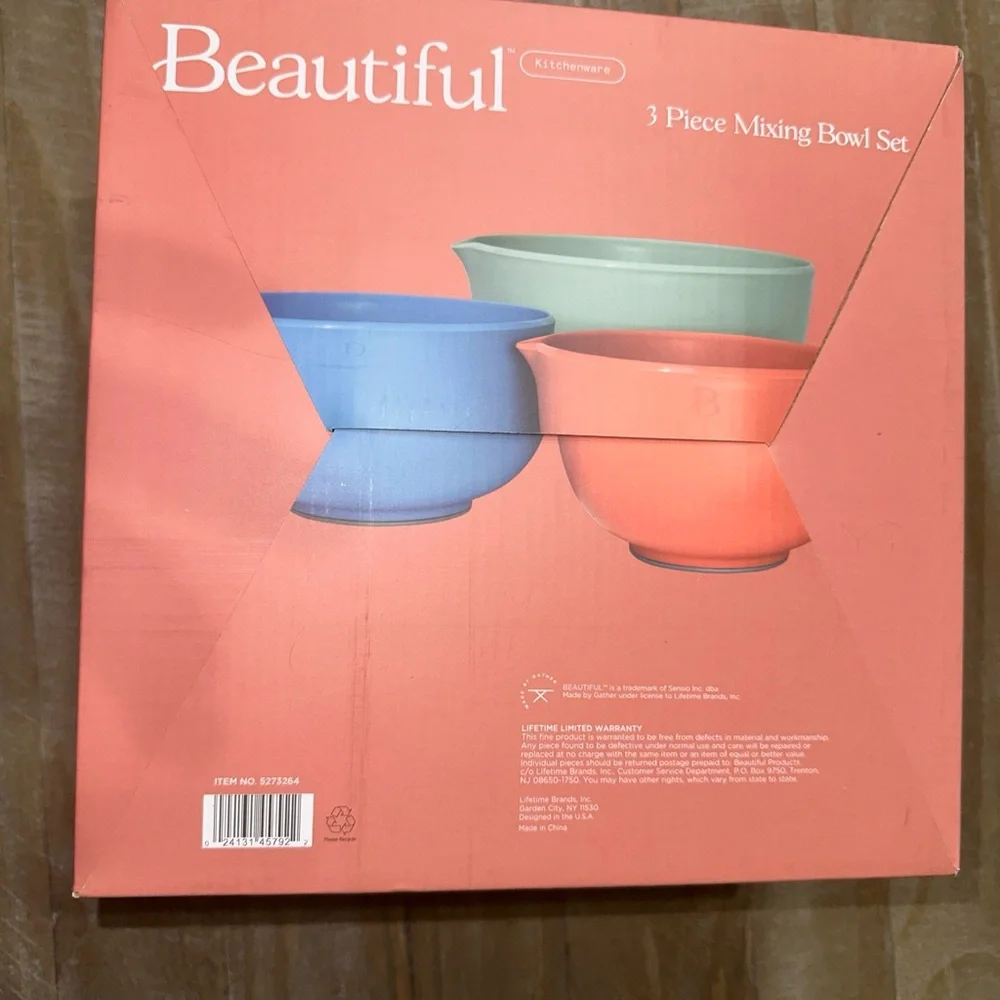 Set of 3 Mixing Bowl Set Beautiful Kitchenware By Drew Barrymore